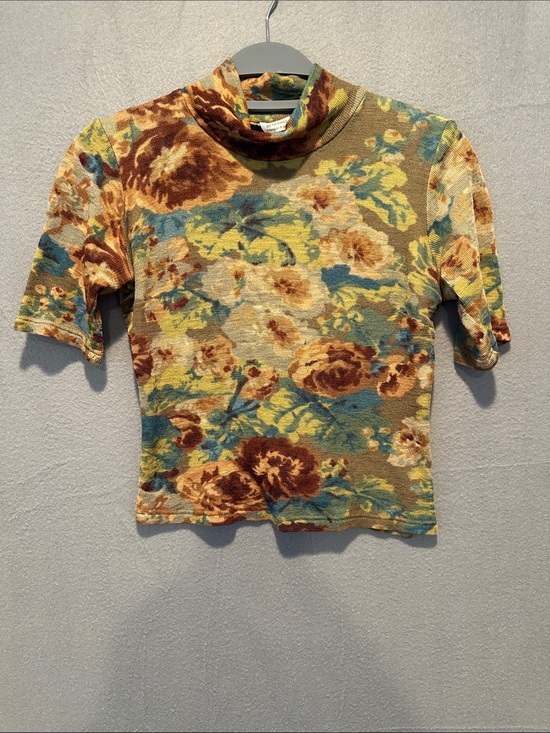 Dries Van Noten Tops - Dries Van Noten Floral Crop Top in Brown, Yellow, Blue